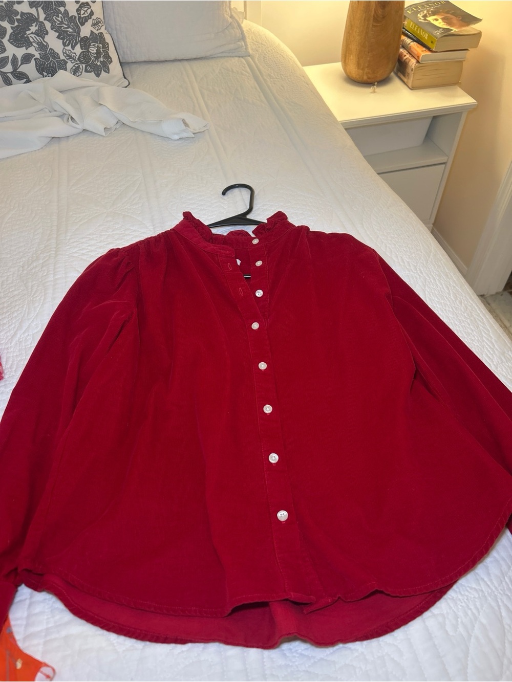 Ann Taylor Girls' Red Ruffle Collar Button-Down Blouse
